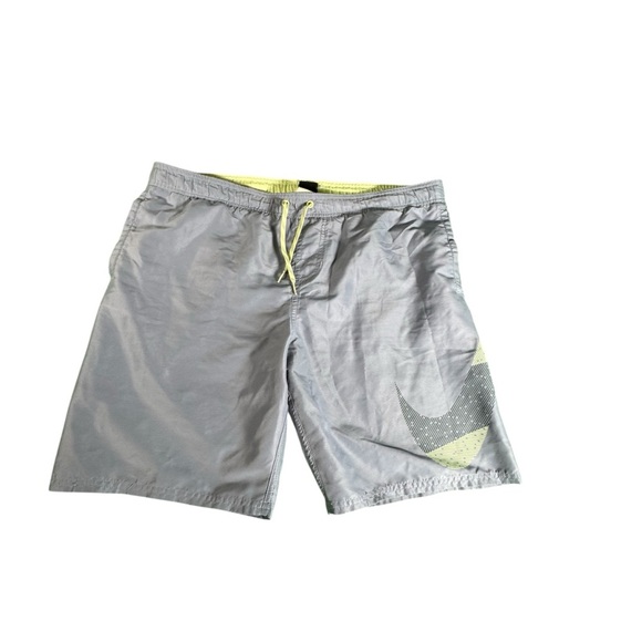 Nike Men’s Swim Trunks Board Shorts Blue Neon Lined Large L Drawstring Pockets - Picture 1 of 9